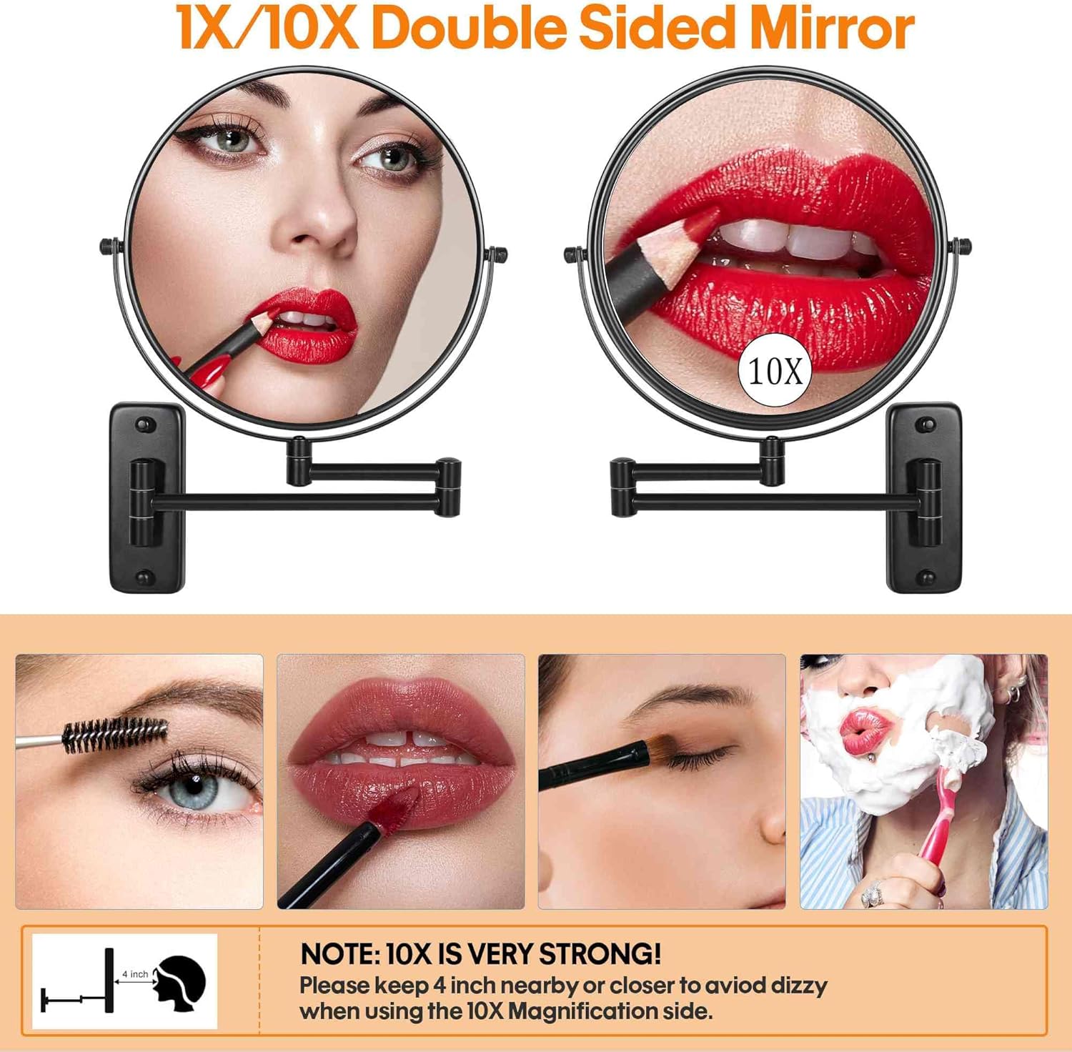 Professional 1X10X Double-Sided Magnifying Mirror for Make-up USPS