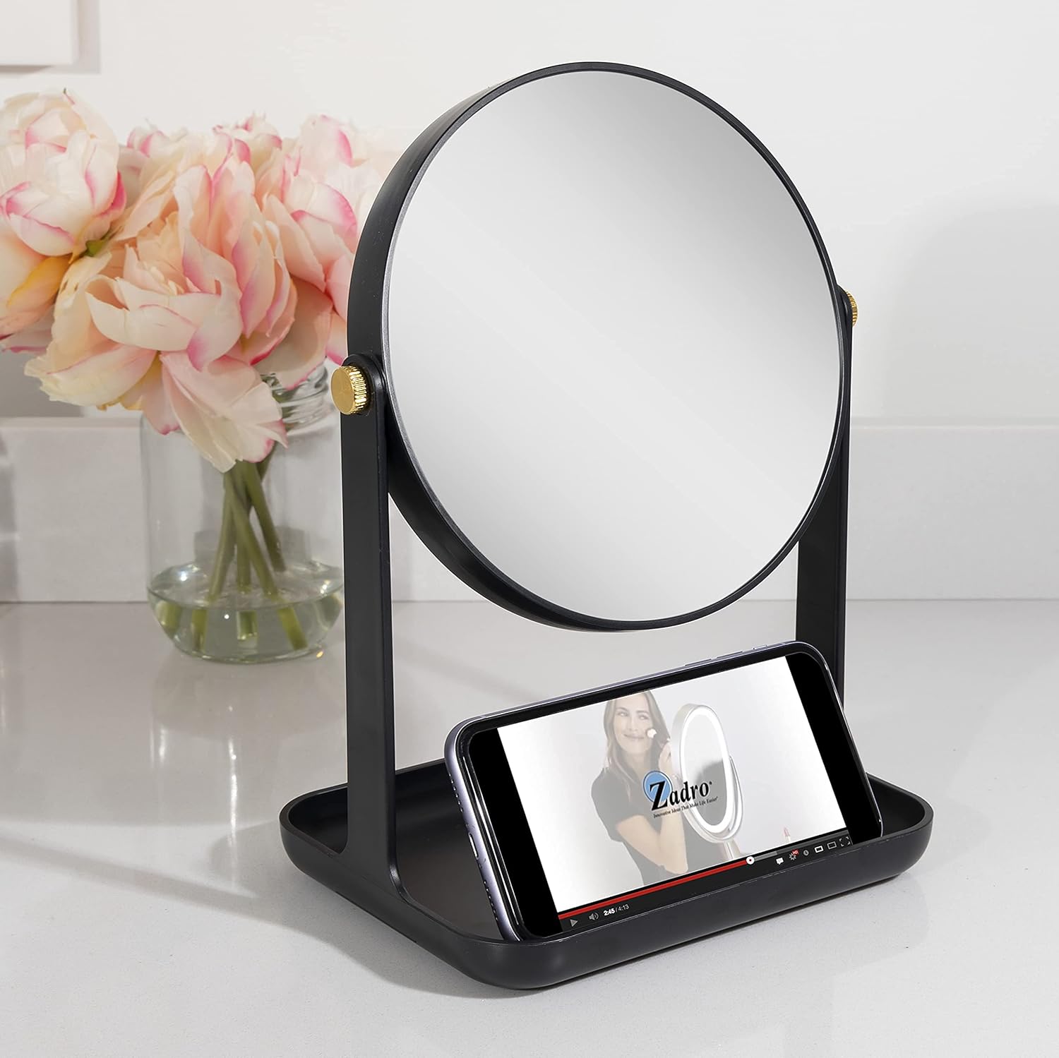 Zadro 7-inch Round Makeup Mirror with 5X 1X Magnifying Glass