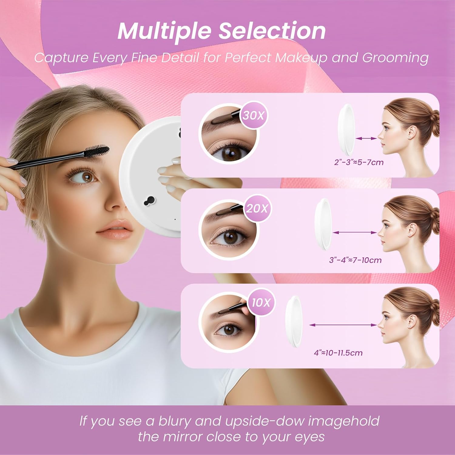 6 Magnifying Makeup Mirror withLED Light for Travelers