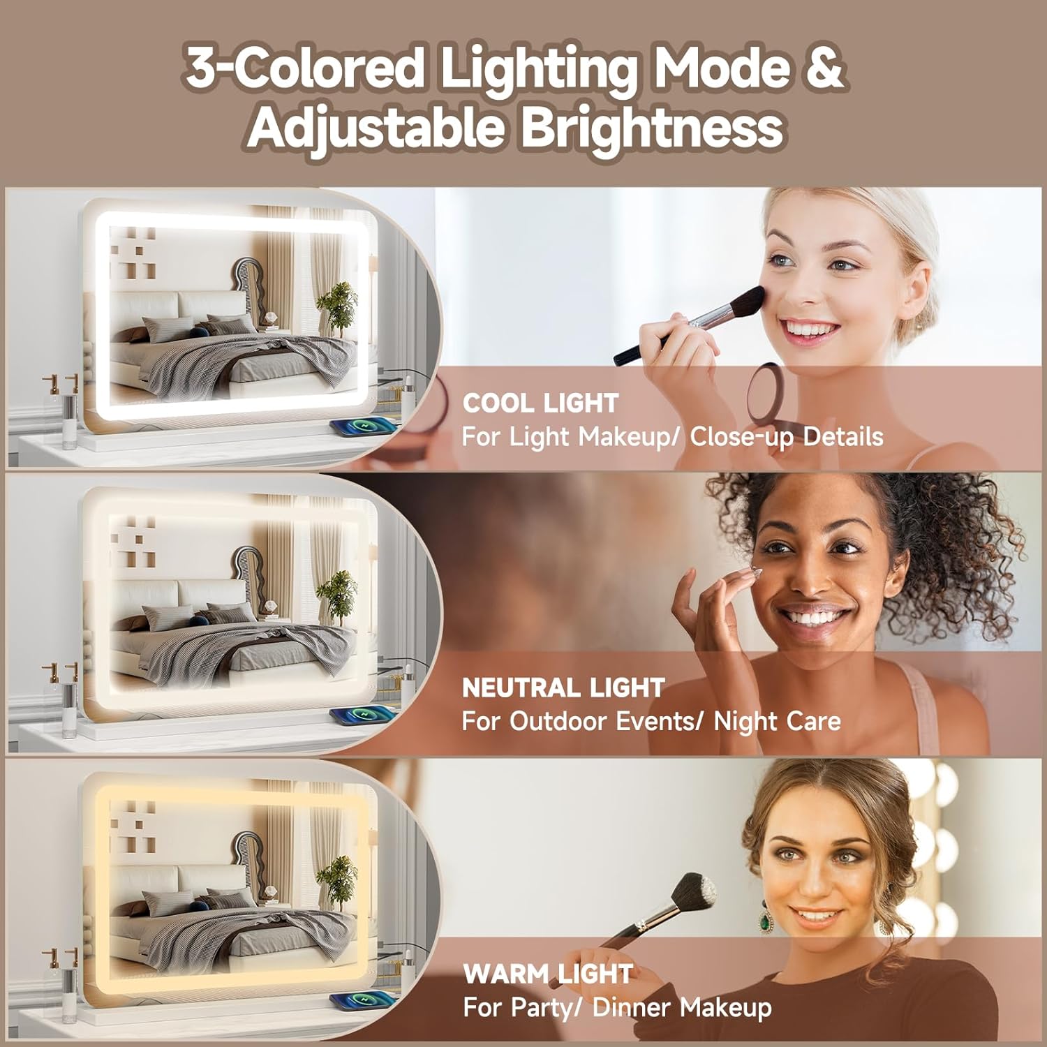 PRIMETEK Large Vanity Mirror with Lights 32x22