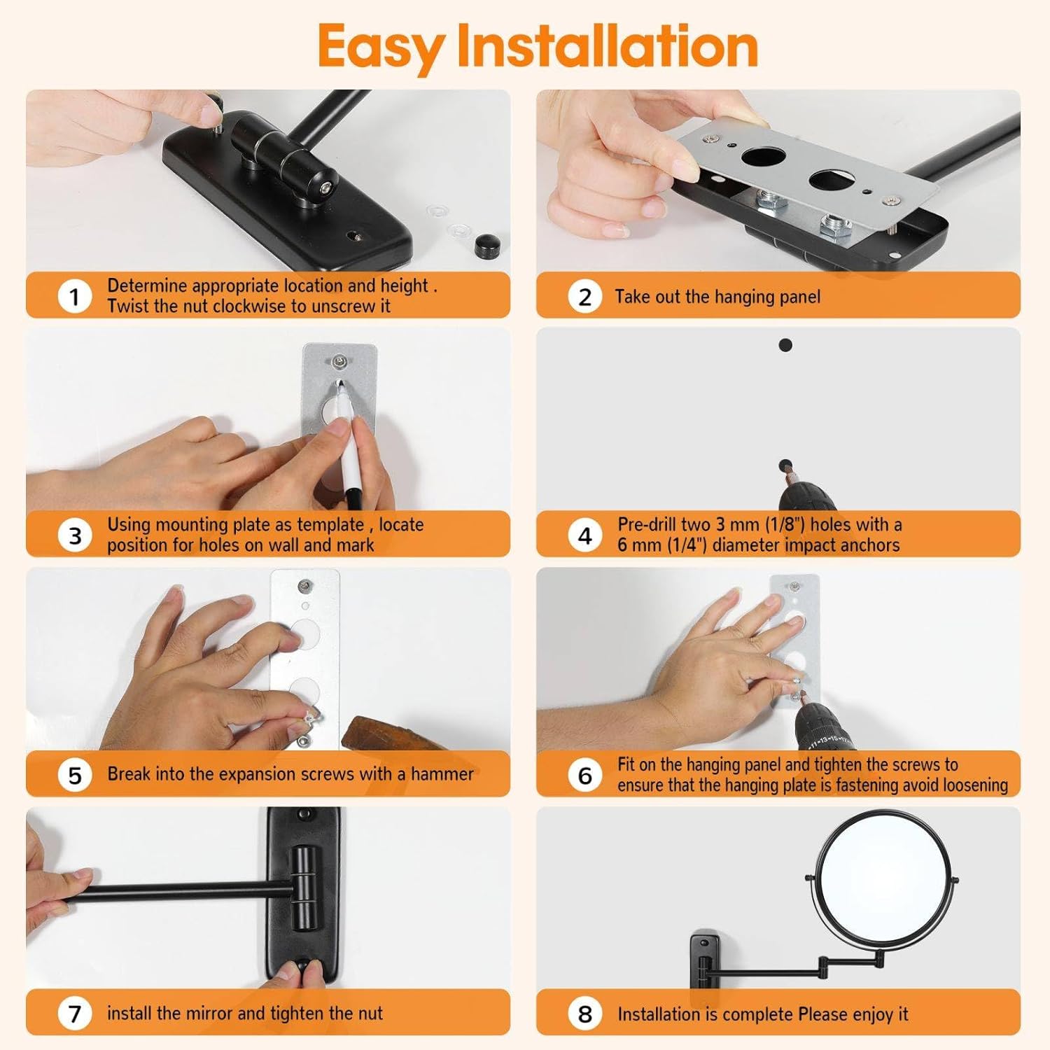 Professional 1X10X Double-Sided Magnifying Mirror for Make-up USPS