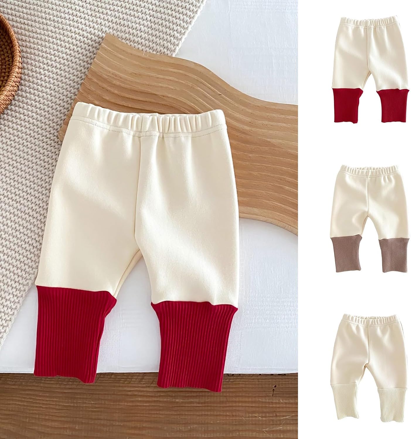 Boys Girls Christmas Solid Color Blocking Pants