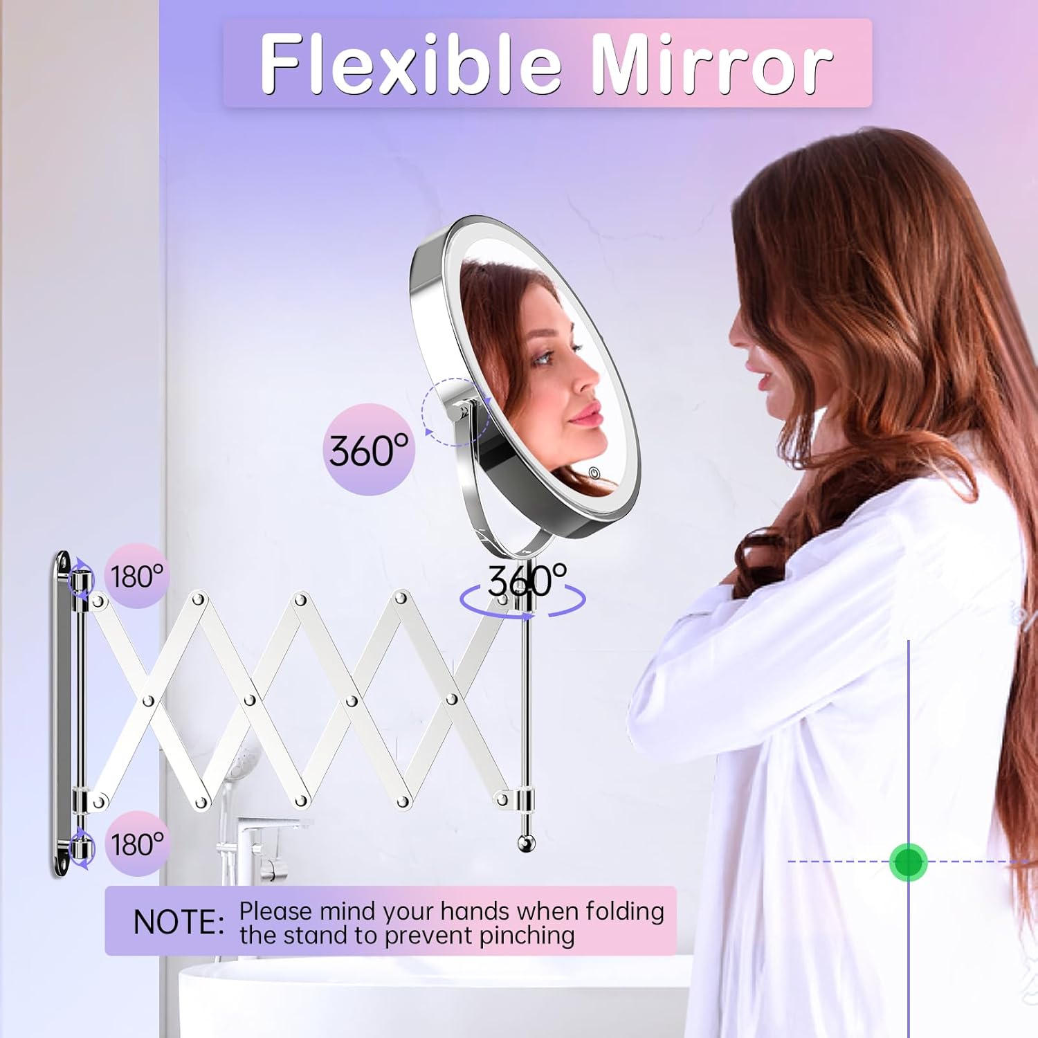 Rechargeable Wall-Mounted Makeup Mirror with Lights