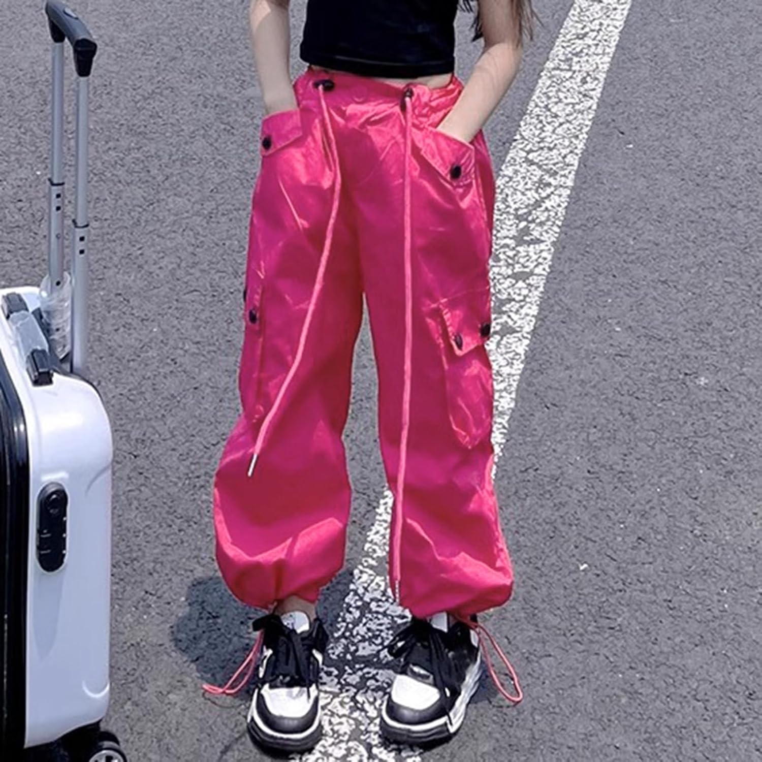 Girls Kids Jogger Pants with Pockets High Elastic Waist