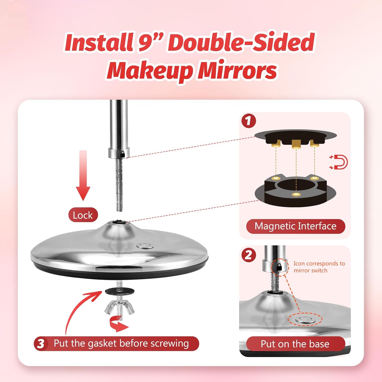 9 Magnifying Makeup Mirror with Light 1X10X