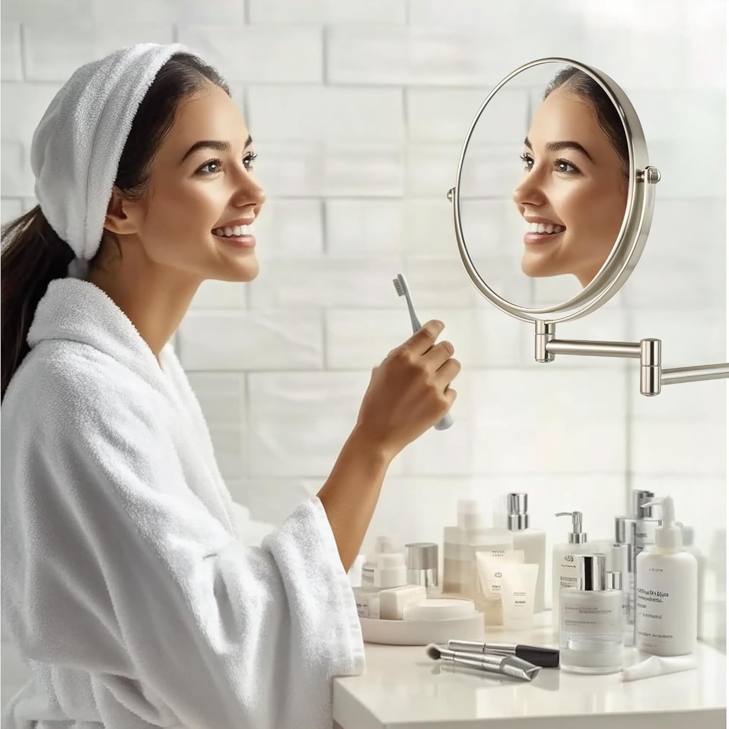 JANEEVA 1X10X Magnifying Wall Mirror 360 Arm