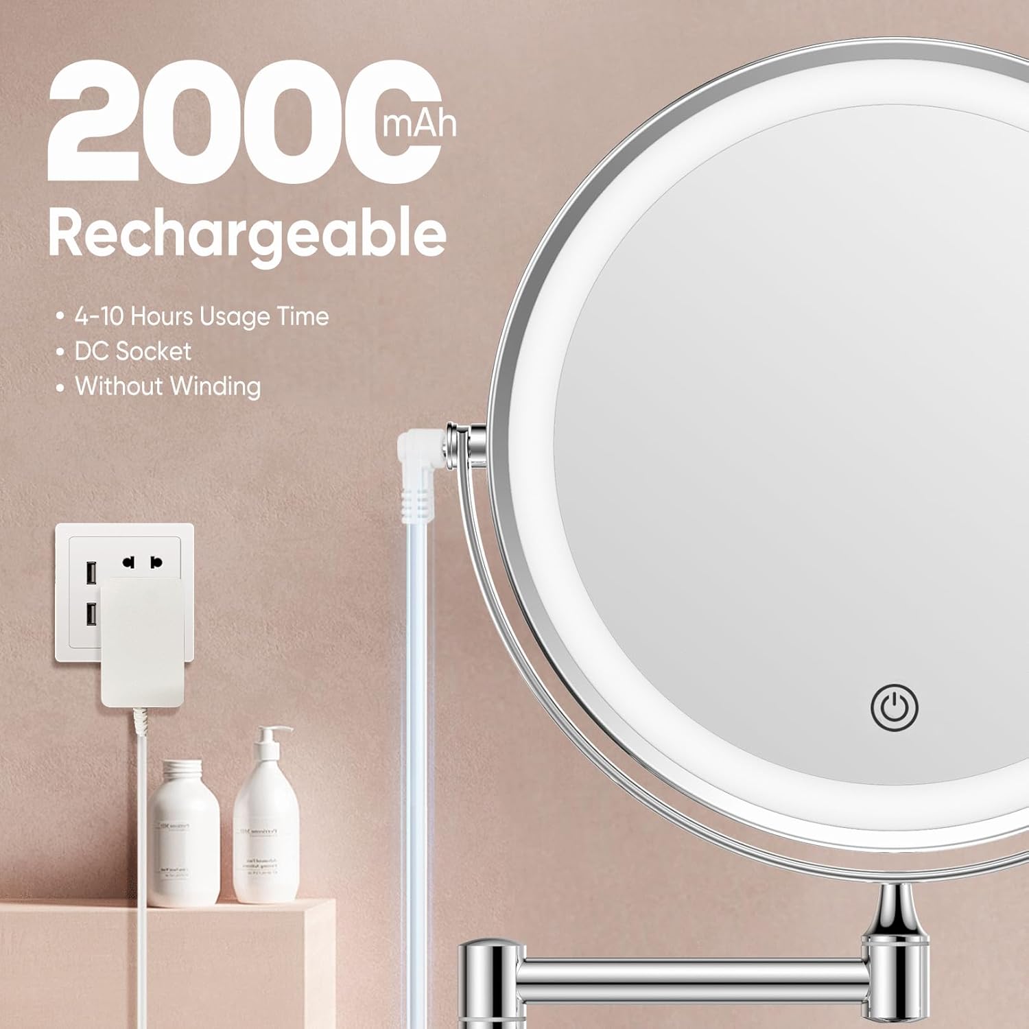 FASCINATE Rechargeable Extendable Makeup Mirror