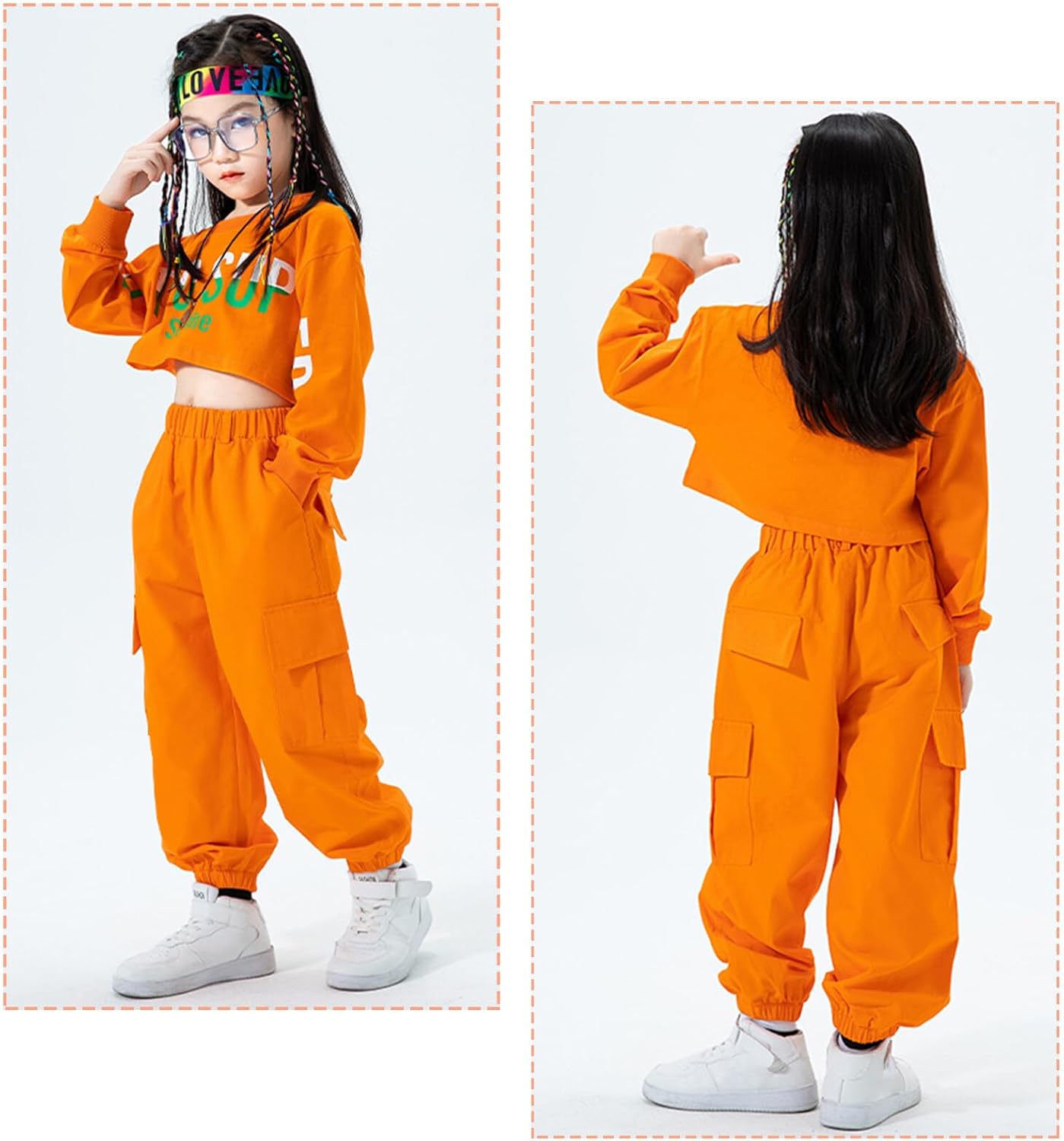 Happy Cherry Kids Girl Hip Hop Outfits Loose Dance Joggers 2023