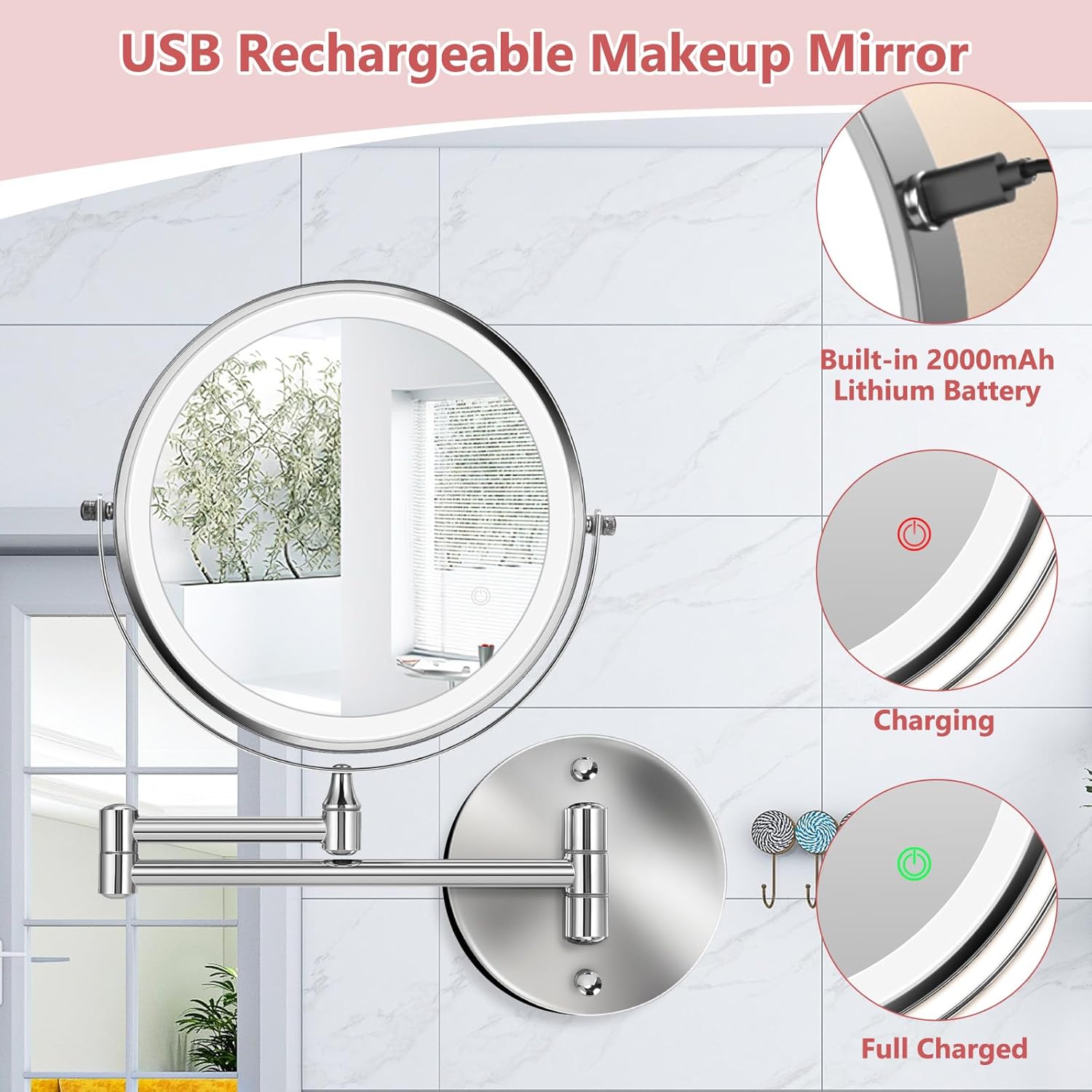 Boost Your Grooming with the ZLOKLA Rechargeable Makeup Mirror