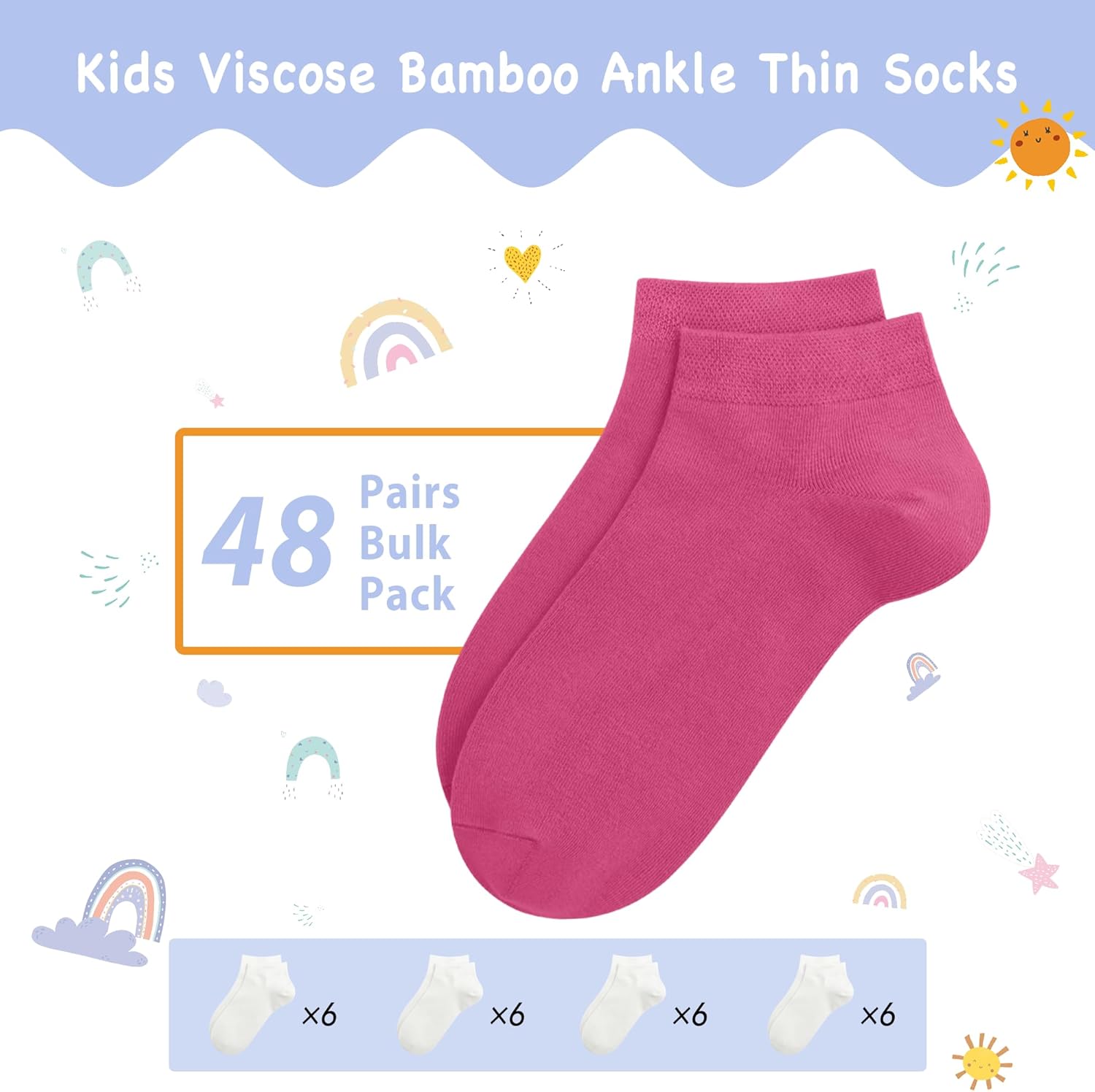 Kids Viscose Bamboo Ankle Socks for Boys Stretchy Soft