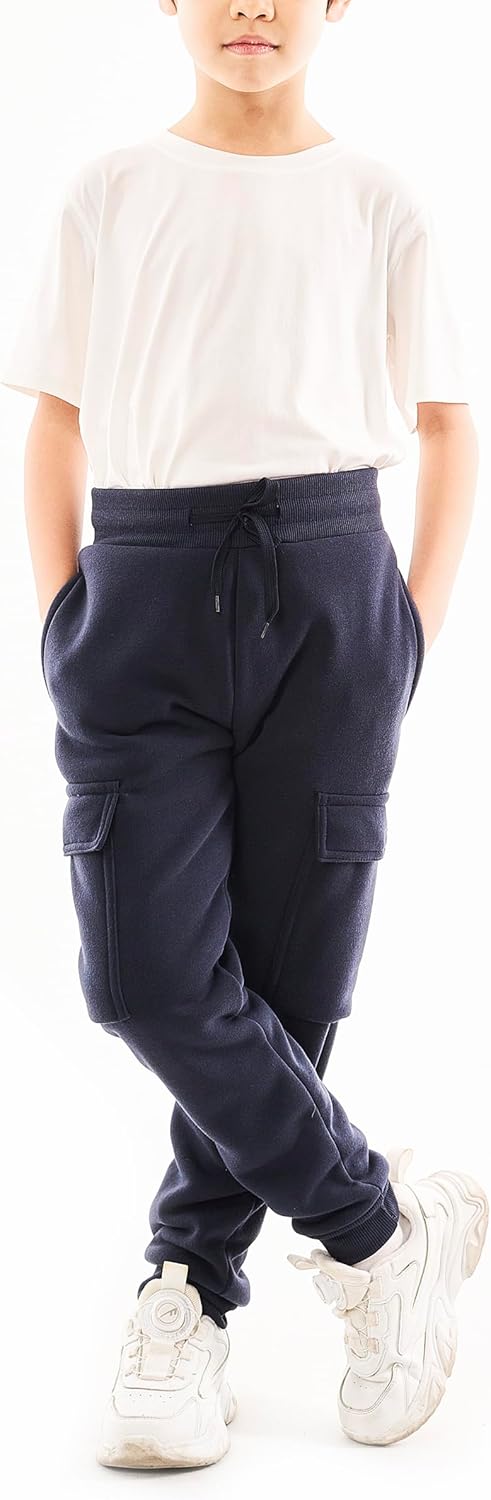 Boys 3-Pack Fleece Jogger Pants with Cargo Pockets
