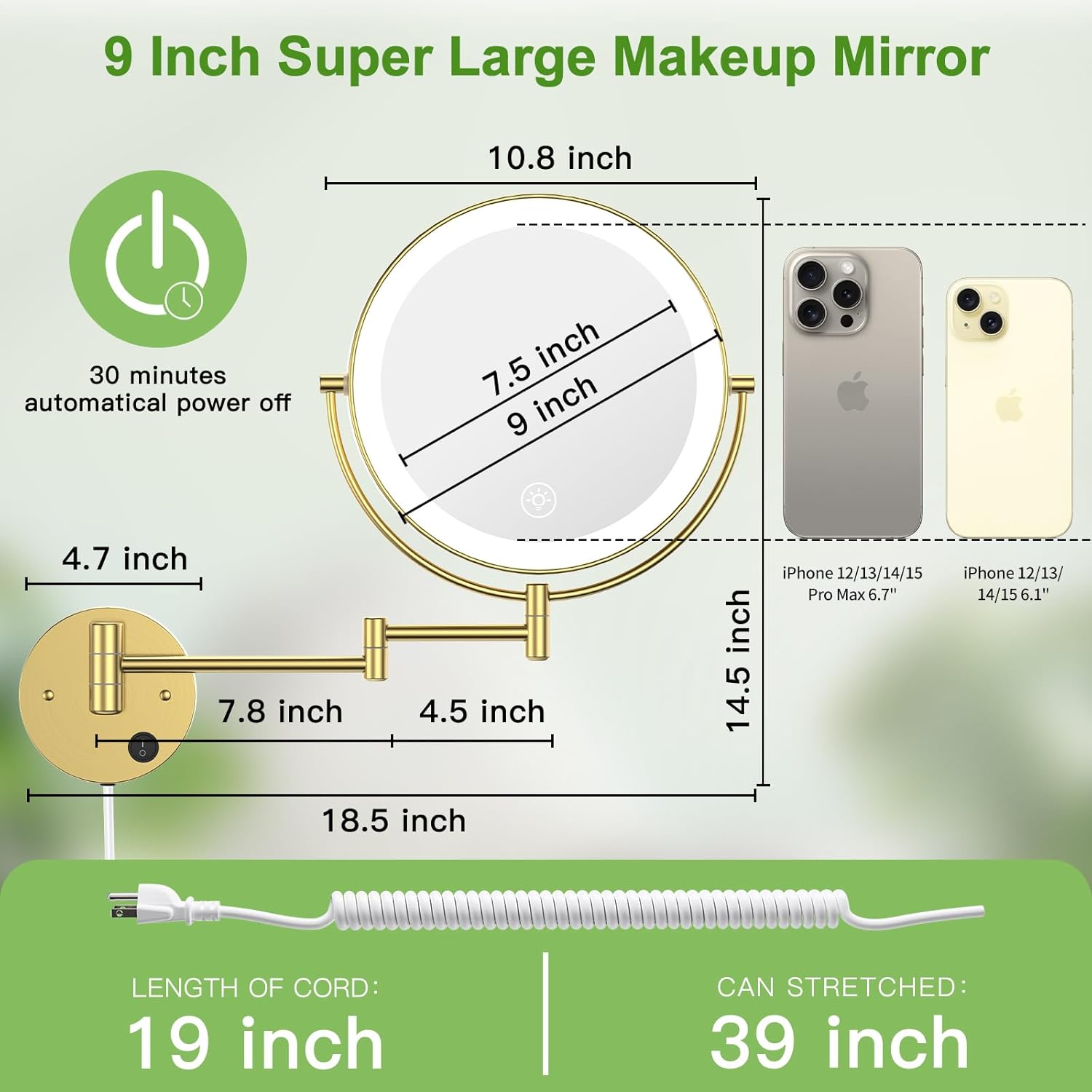 Anfauny 9 Double Sided Lighted Makeup Mirror 10X Magnification Easy to Use