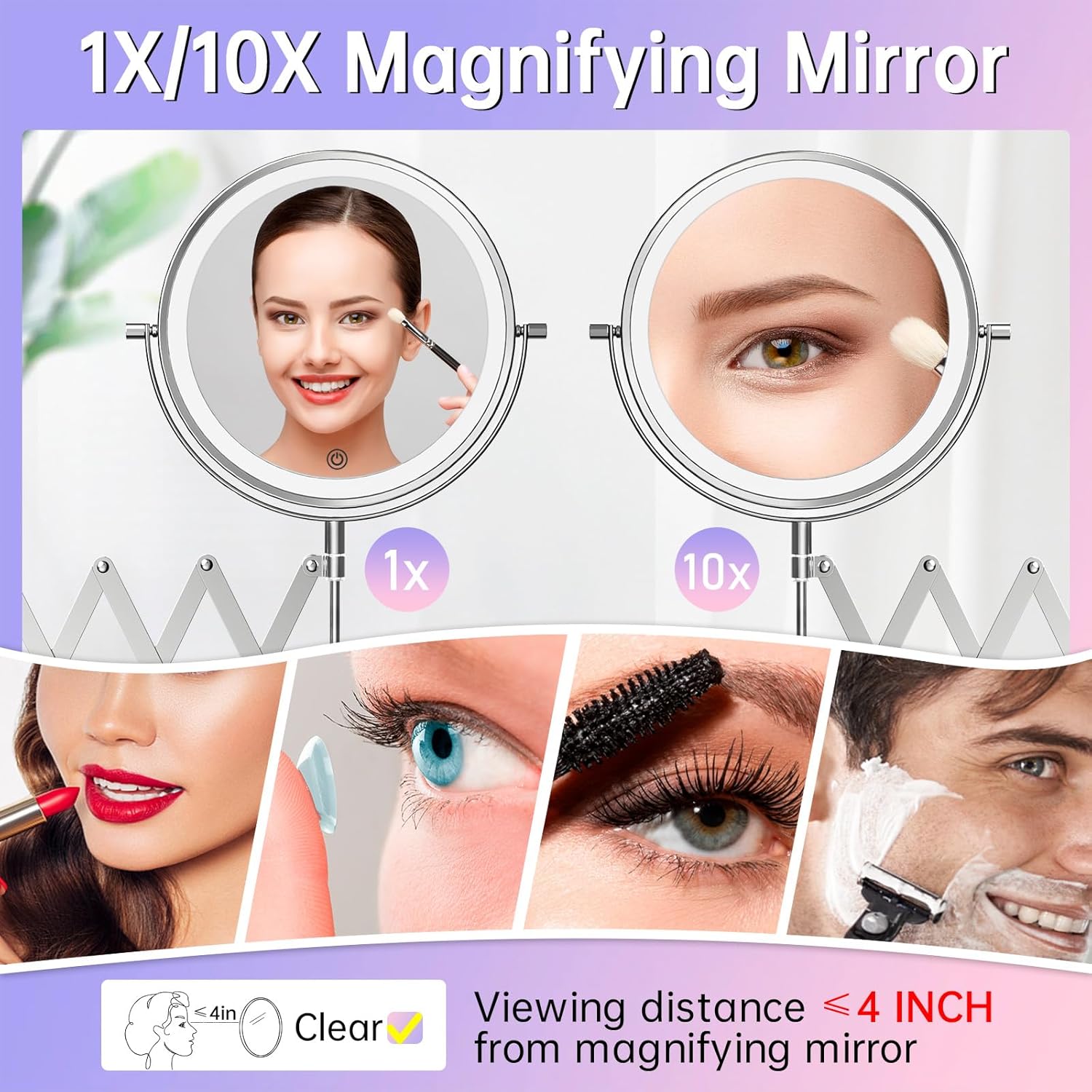 Rechargeable Wall-Mounted Makeup Mirror with Lights