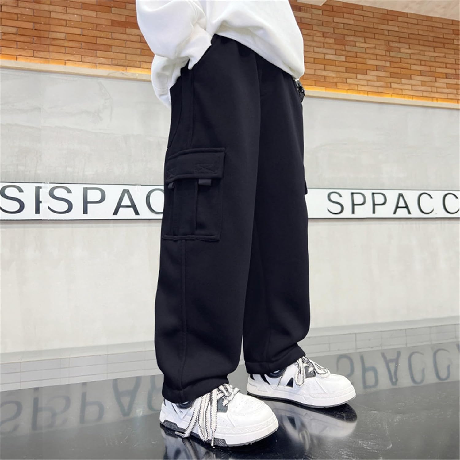 Boys Lightweight Sweatpants Wide Leg Loose Fit Jogger Pants with Pockets