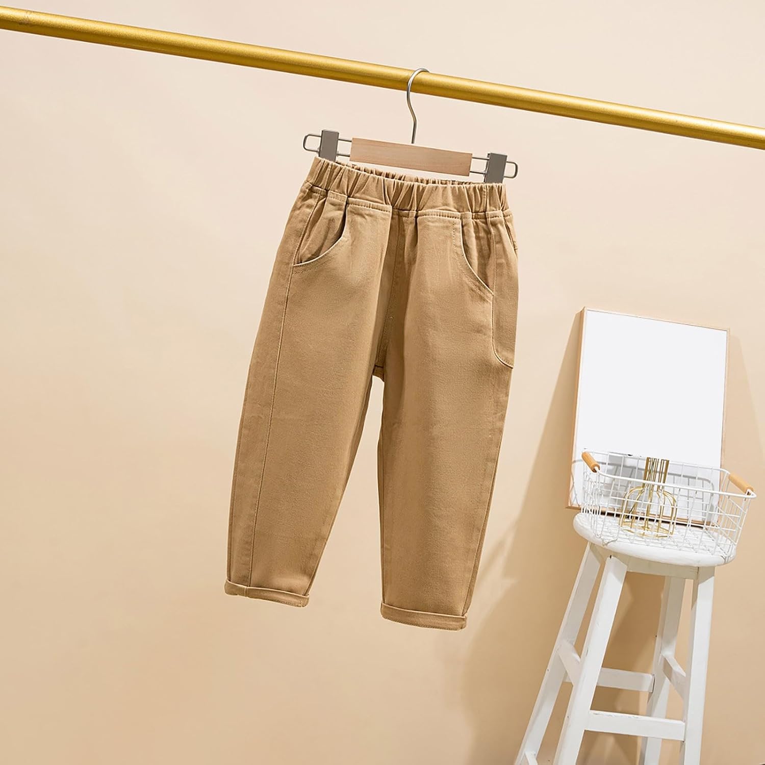 Toddler Boys Khaki Cargo Pants for School and Hiking