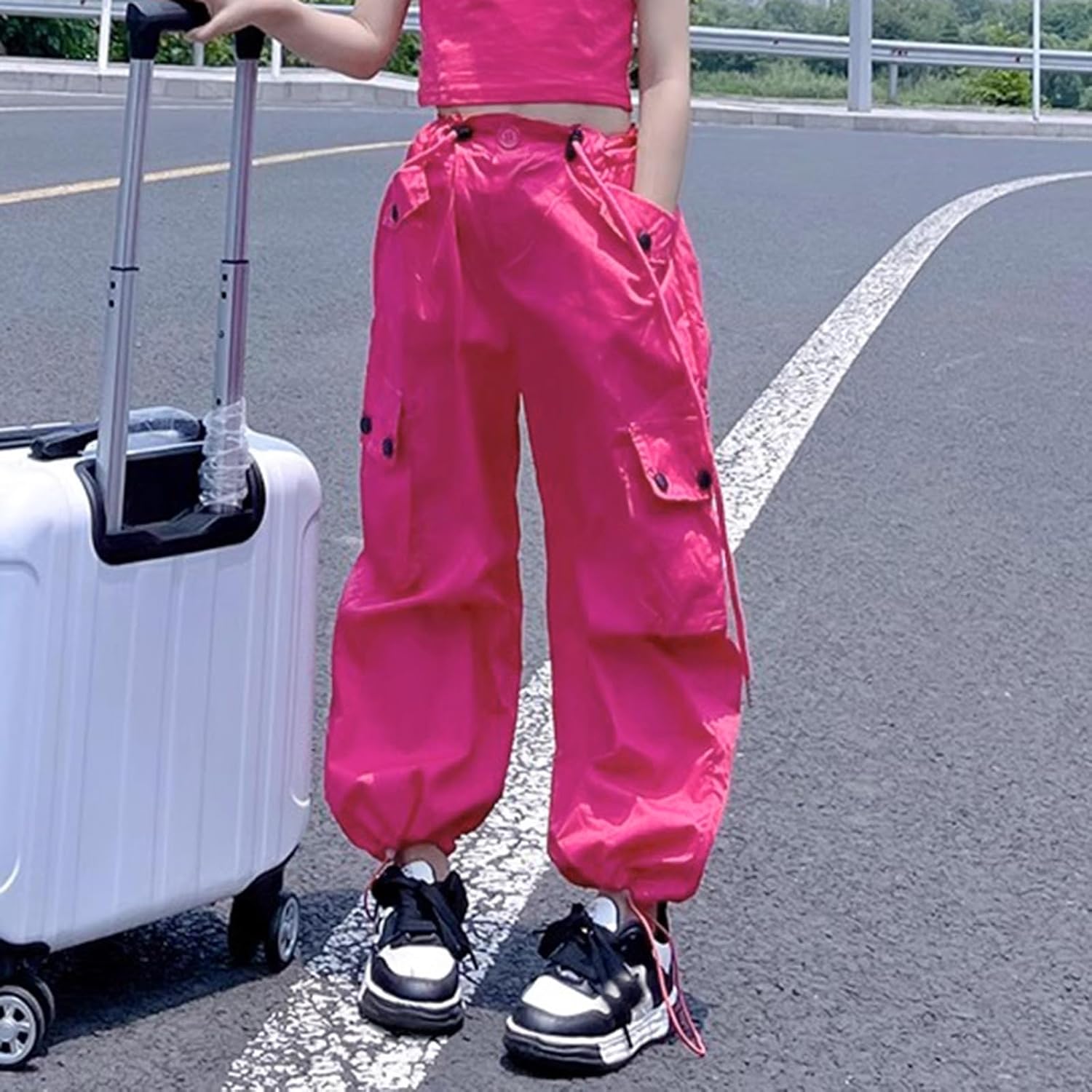 Girls Kids Jogger Pants with Pockets High Elastic Waist