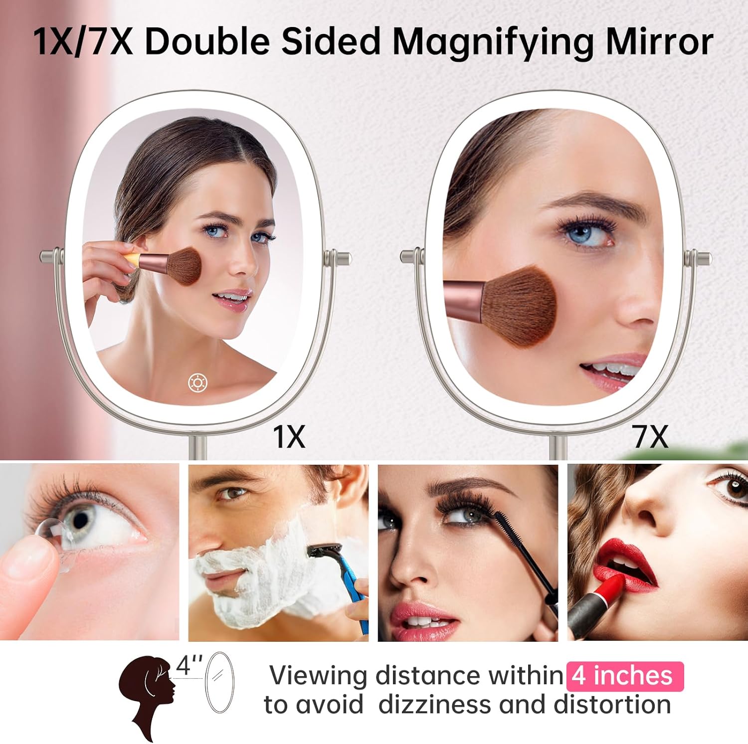 oval makeup mirror with lights for travel