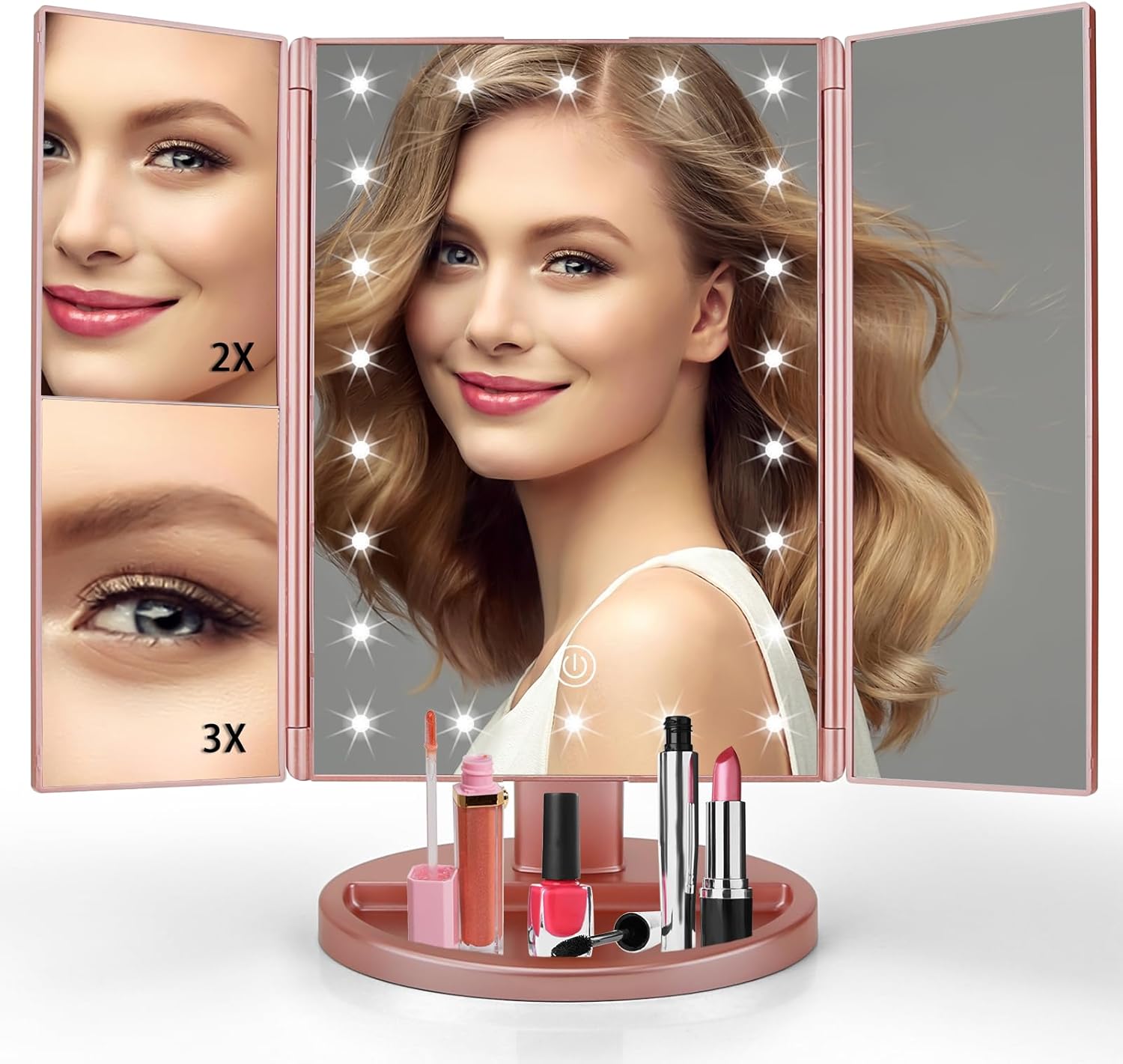 JAMIEWIN 3-in-1 Lighted Makeup Mirror