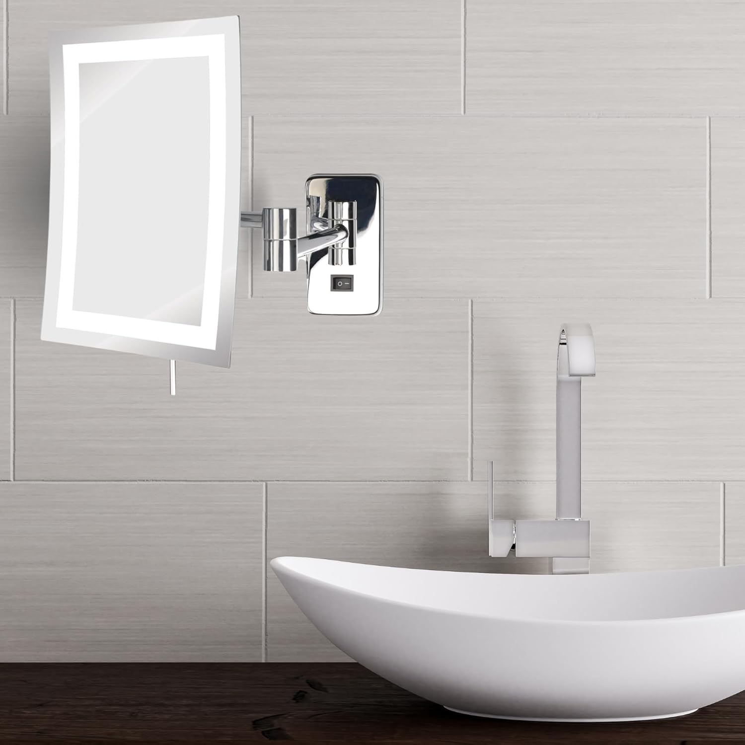 5X Magnifying Wall-Mounted LED Makeup Mirror Chrome