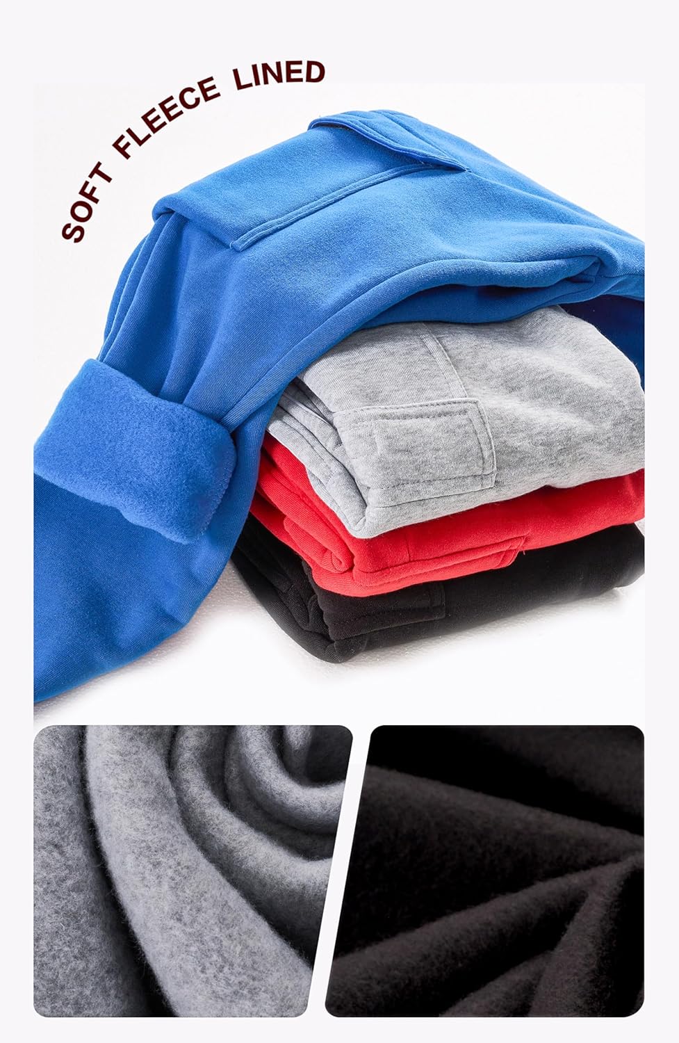 Boys 3-Pack Fleece Jogger Pants with Cargo Pockets