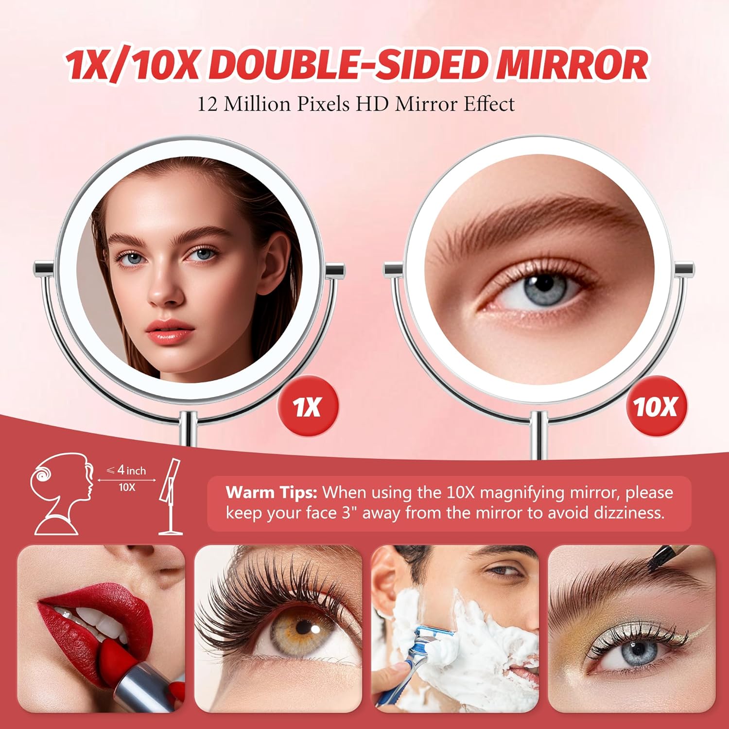 9 Magnifying Makeup Mirror with Light 1X10X