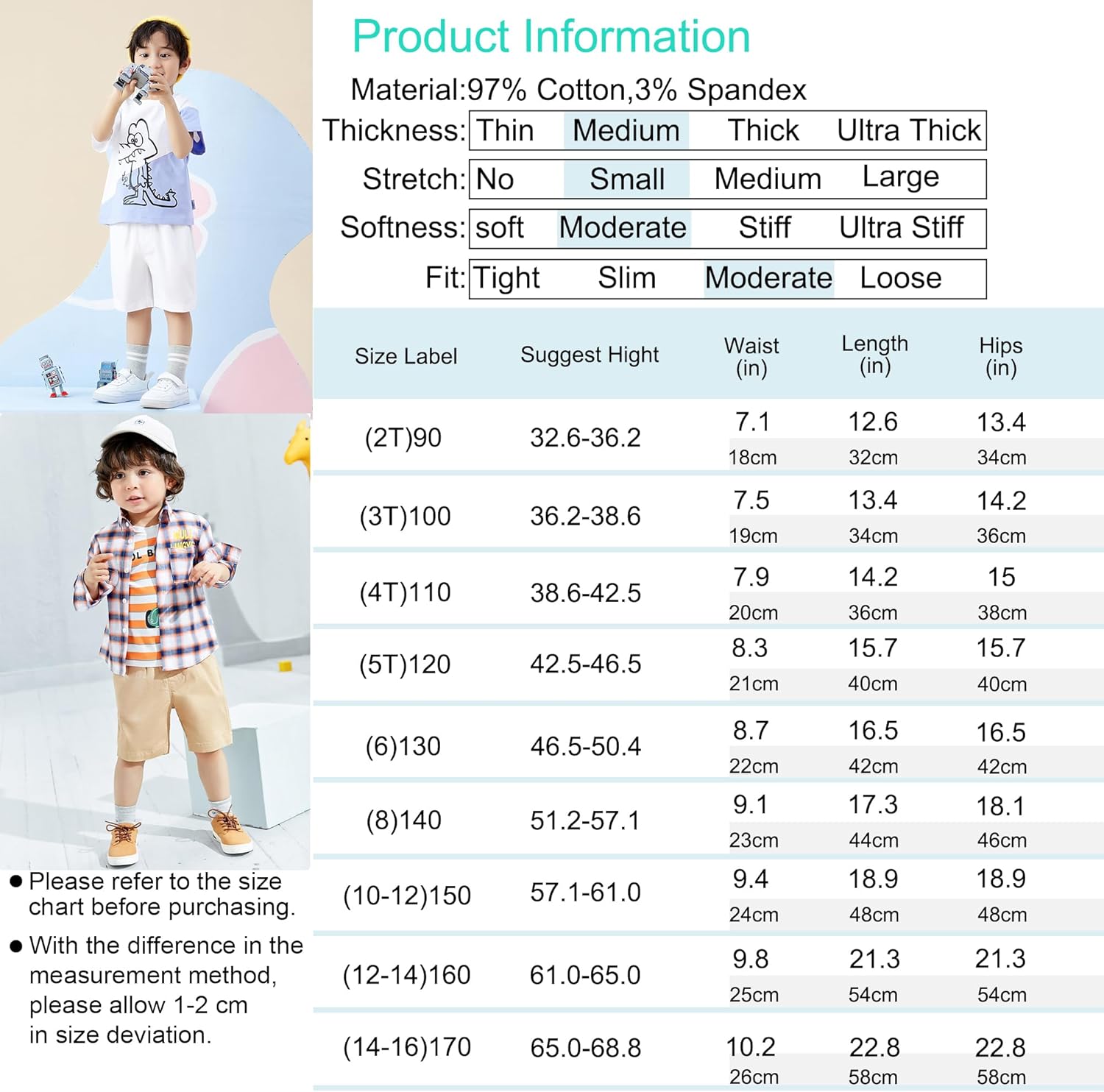 KISBINI Boys Chino Shorts Uniform Perfect for School Casual