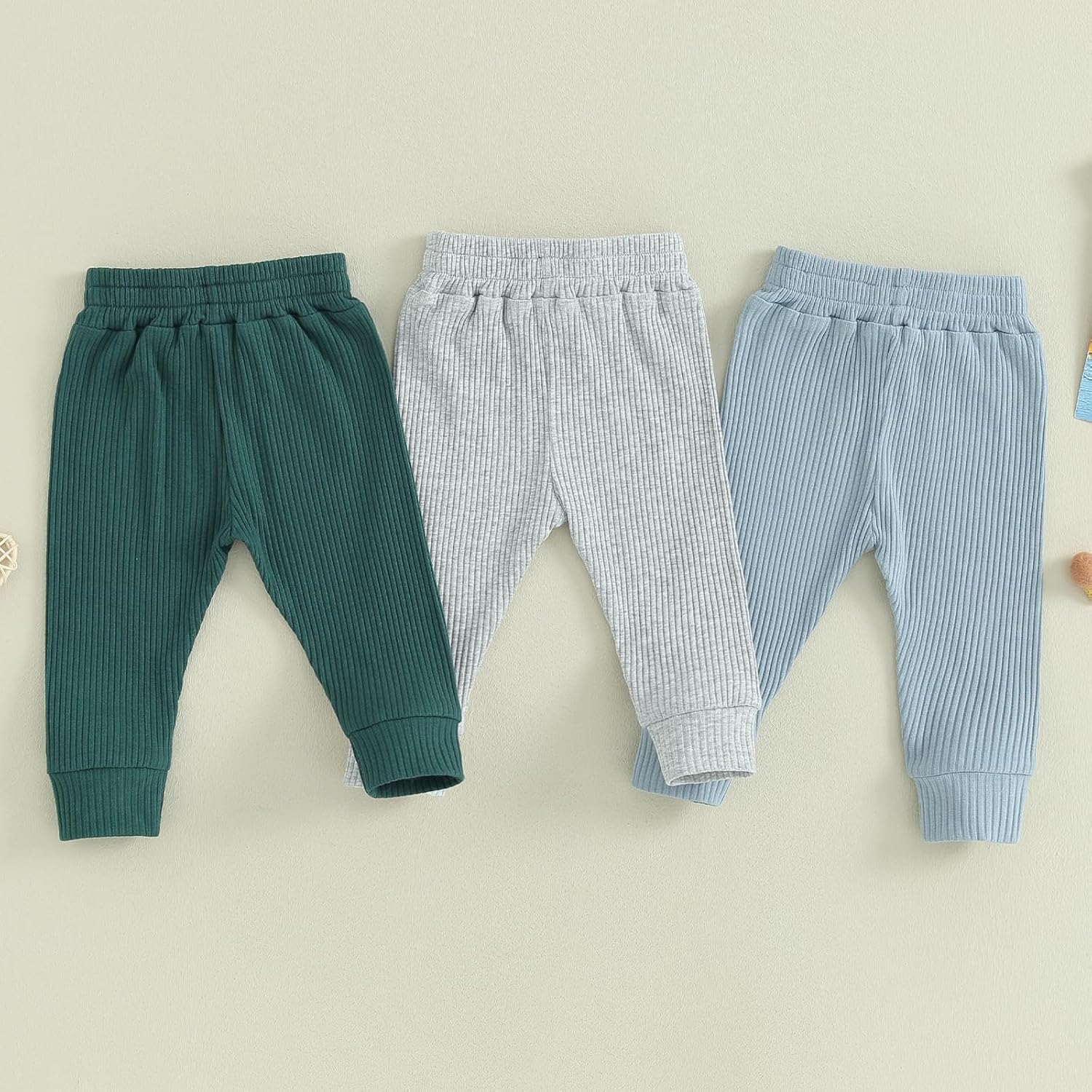 3-Pack Toddler Casual Stretch Bottom Pants for Boys Girls