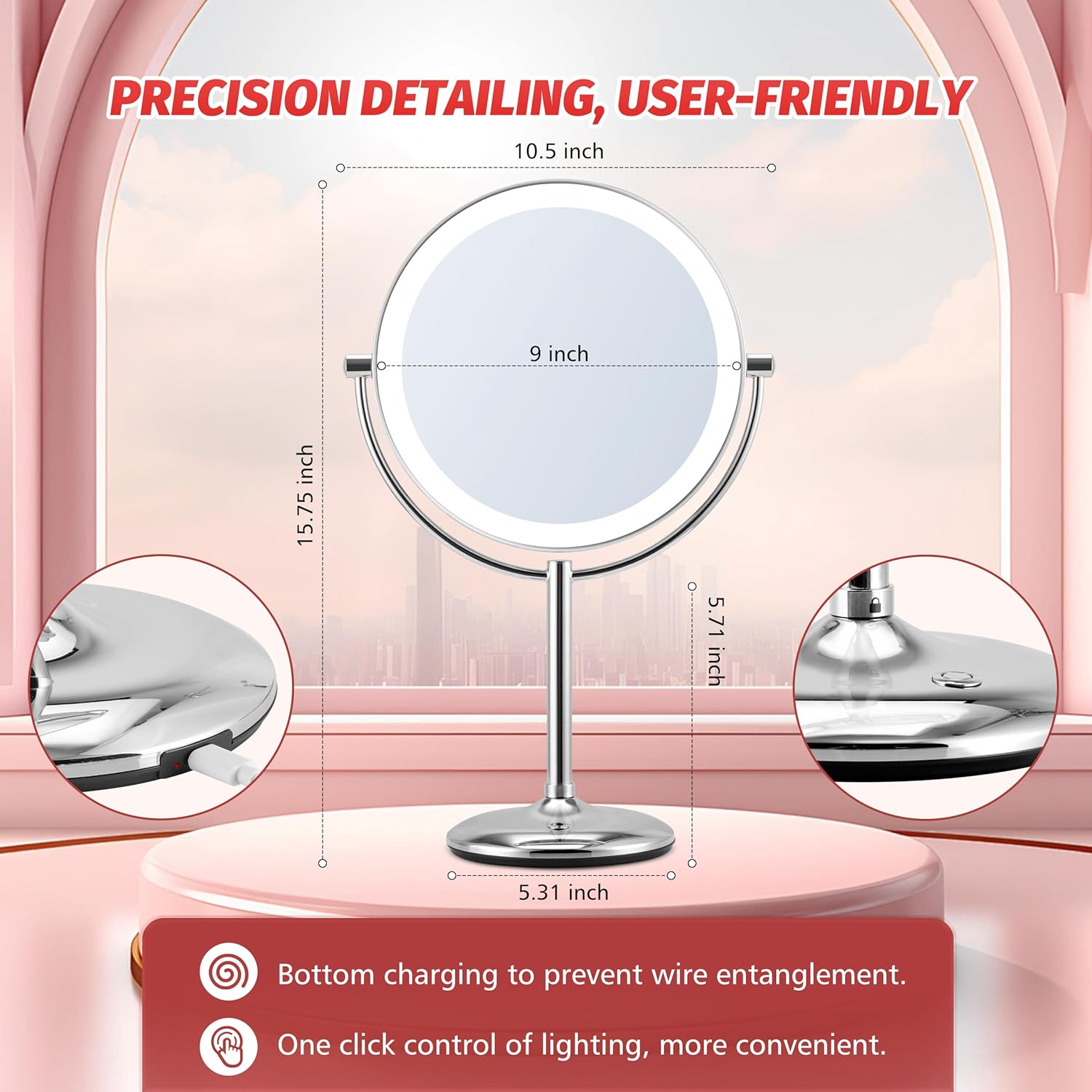 9 Magnifying Makeup Mirror with Light 1X10X