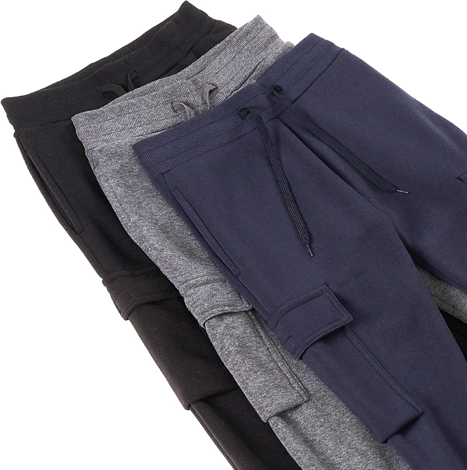 Boys 3-Pack Fleece Jogger Pants with Cargo Pockets