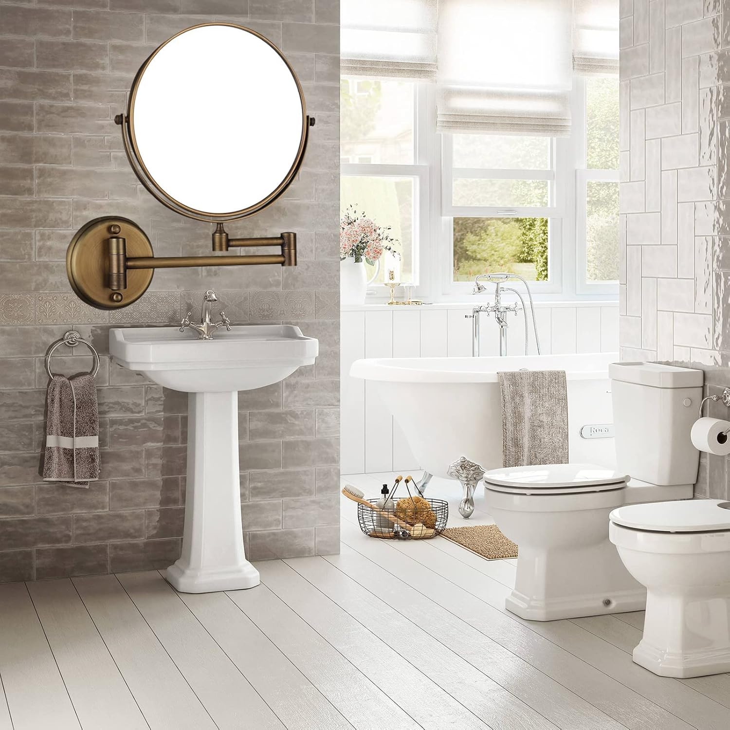 Makeup Mirror Wooden Wall-Mounted Vanity