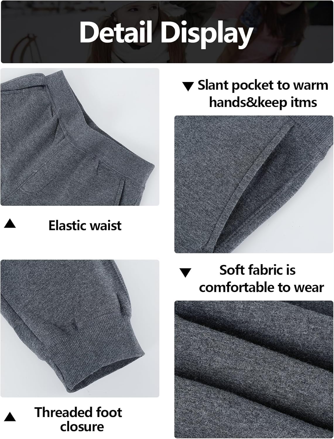Gihuo Winter Sherpa-lined Sweatpants - Unisex Warm for Boys Girls