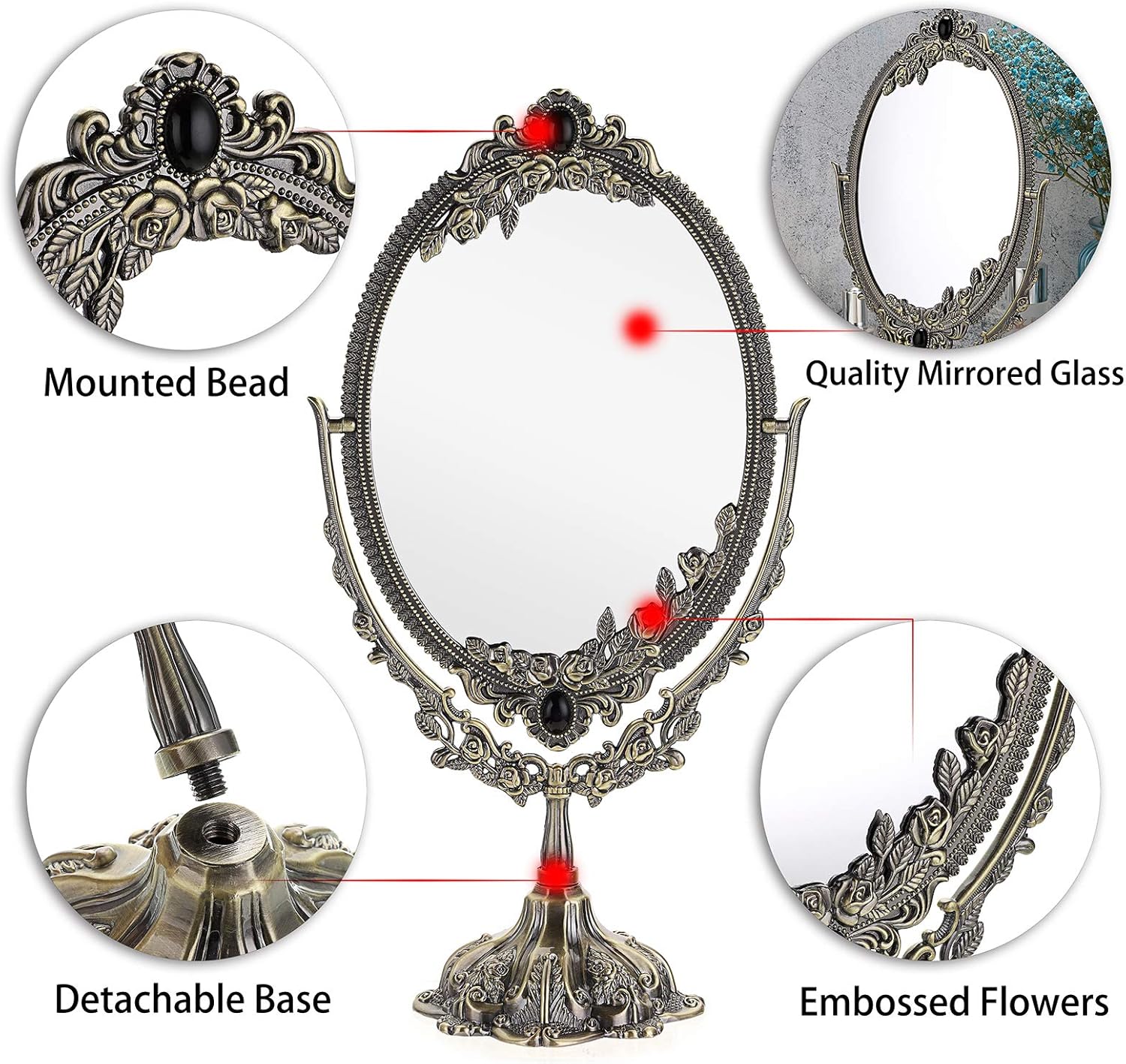 JUXYES Vintage Swivel Making Mirror