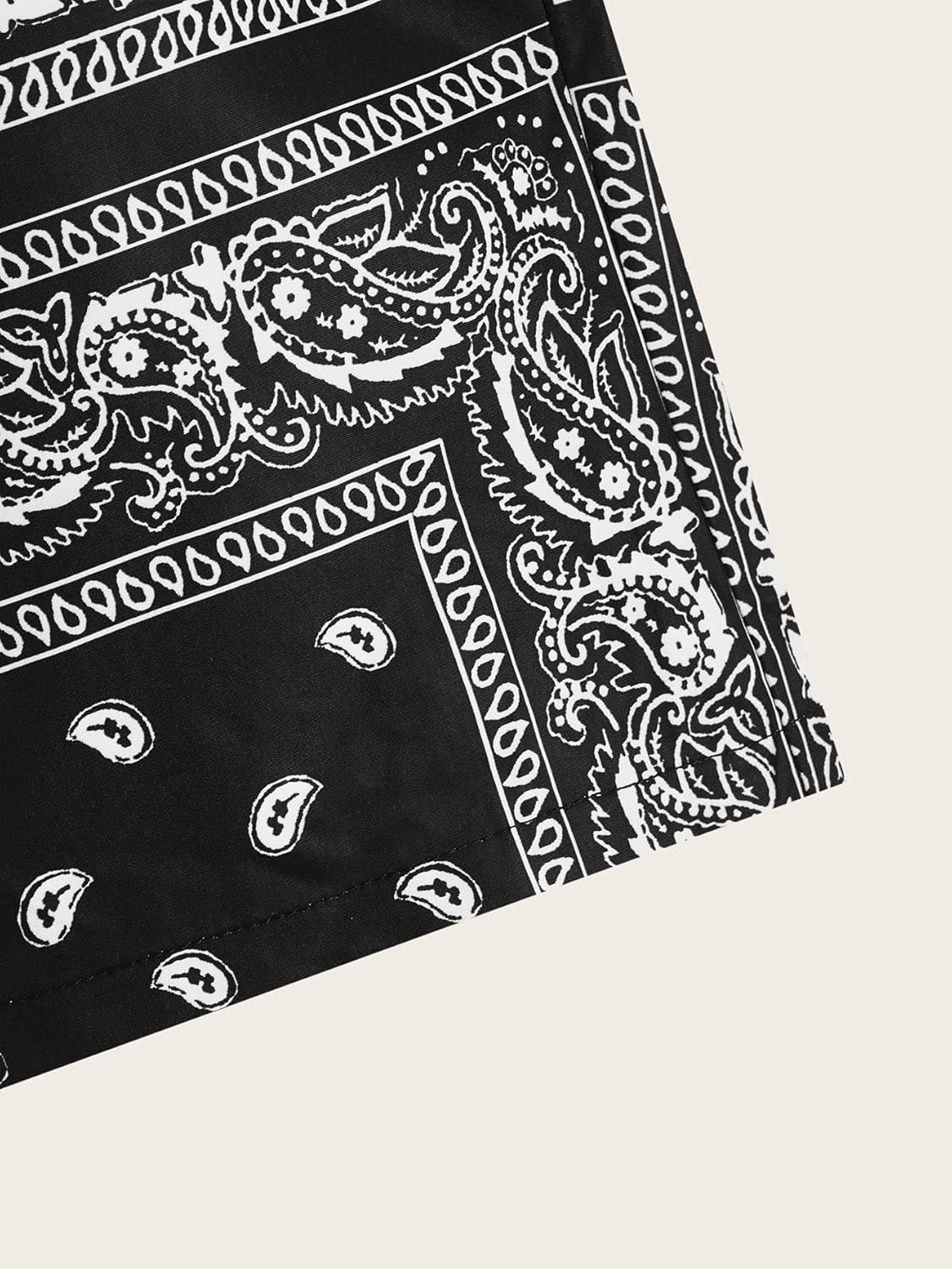 COZYASE Boys Graphic Shorts High Waisted with Paisley Bandana and Elastic Waist