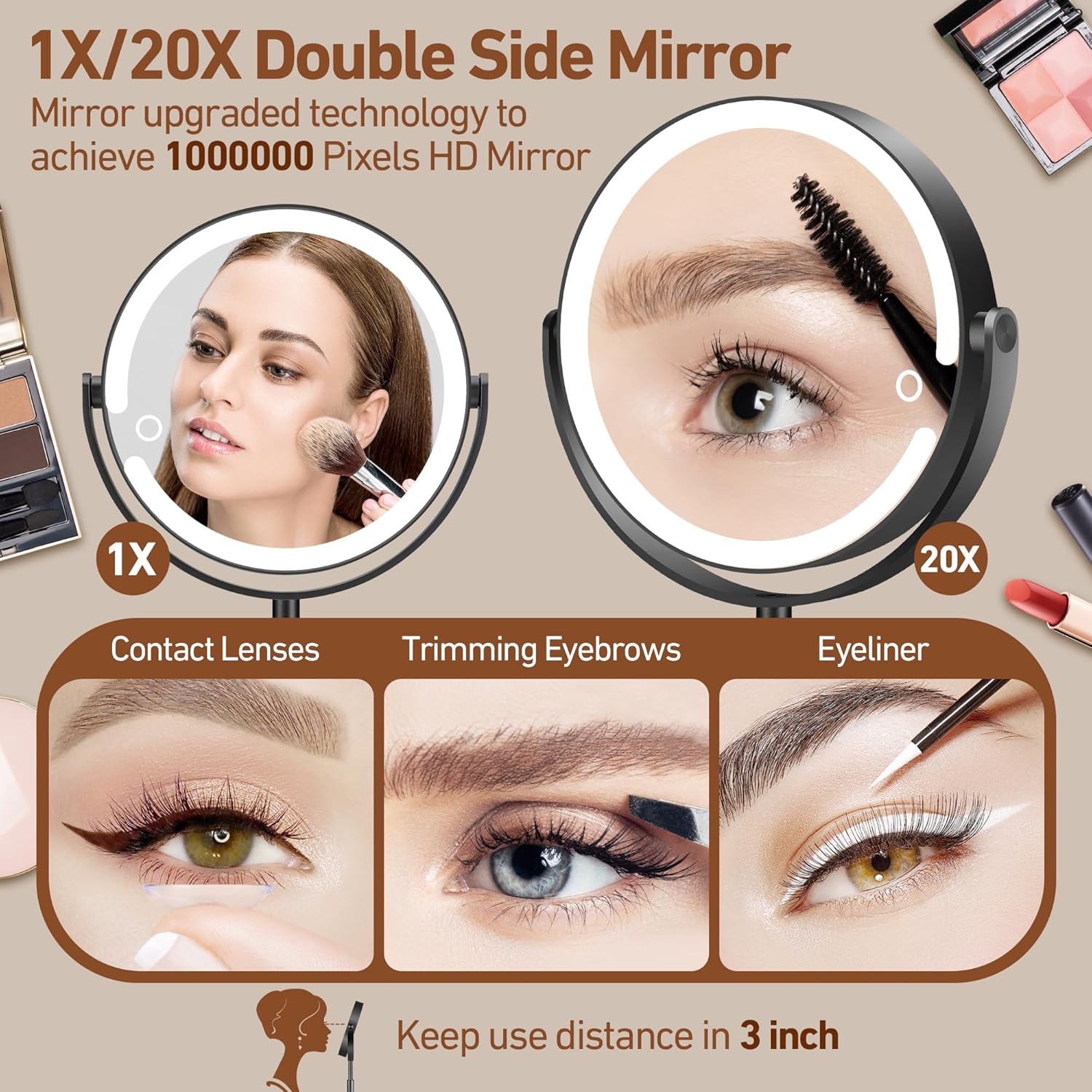 Adjustable Magnifying Mirror with Light