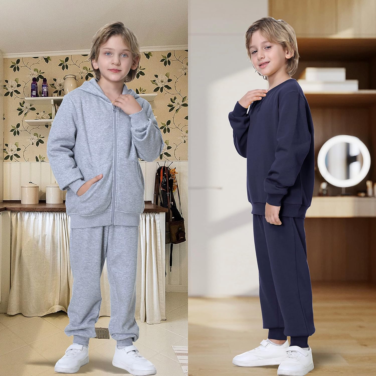 UNACOO Kids Fleece Jogger Pants for Boys and Girls 3-12 Years