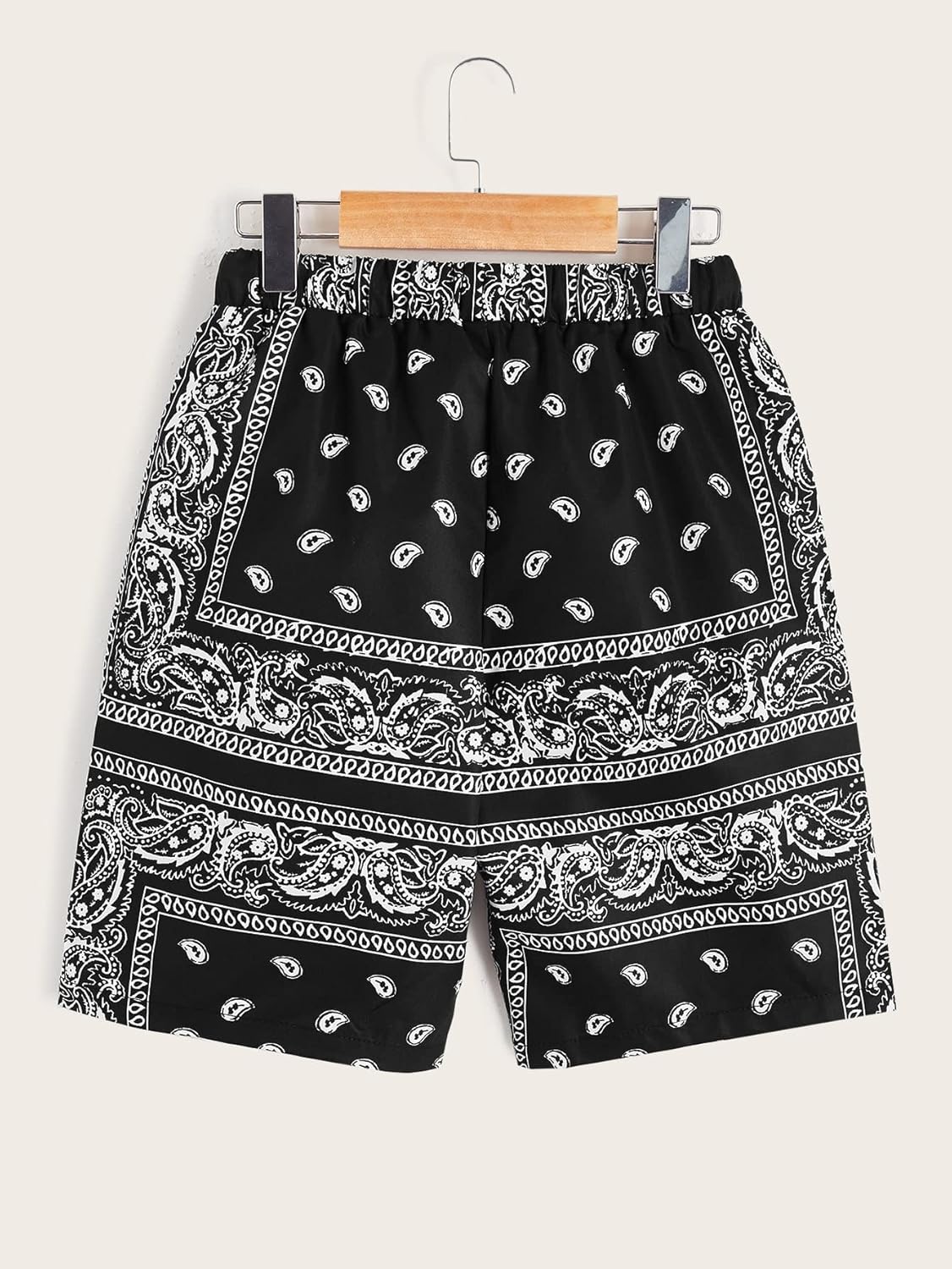 COZYASE Boys Graphic Shorts High Waisted with Paisley Bandana and Elastic Waist
