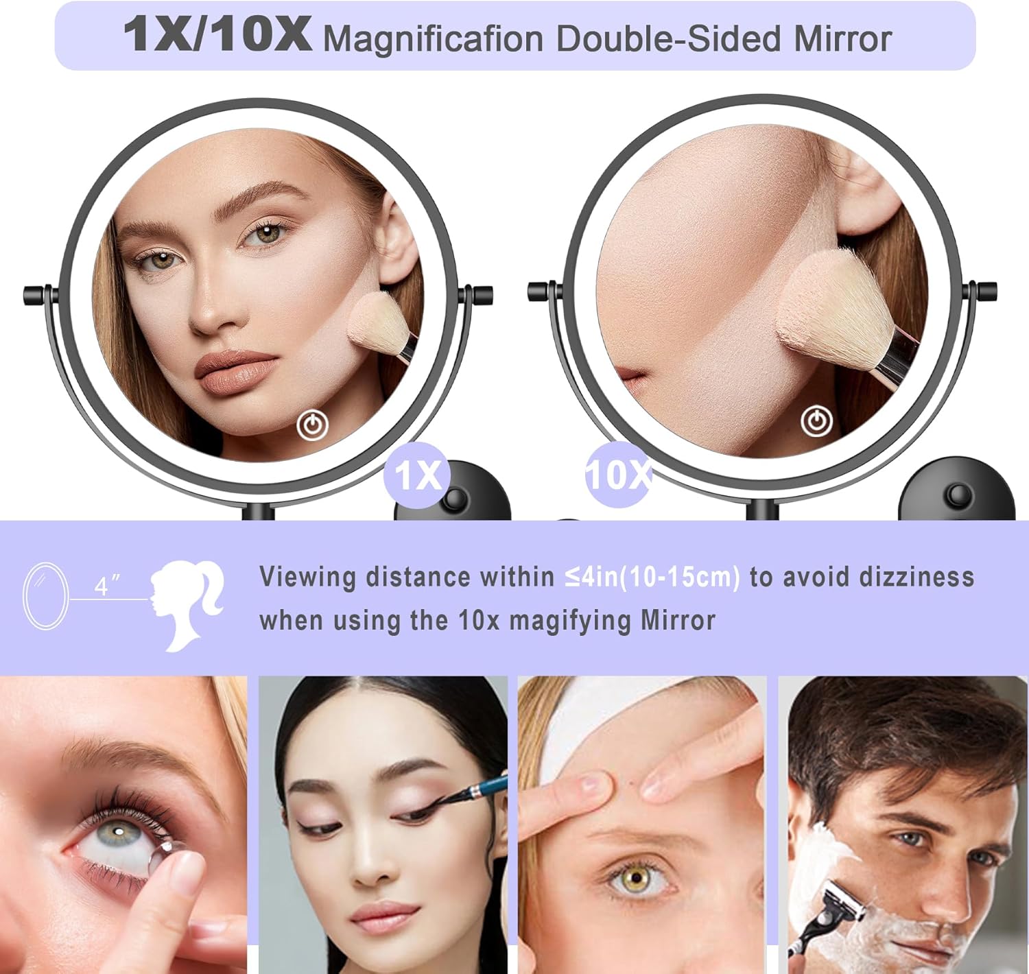 8 Inch Rechargeable Wall Mounted Makeup Mirror With Lights