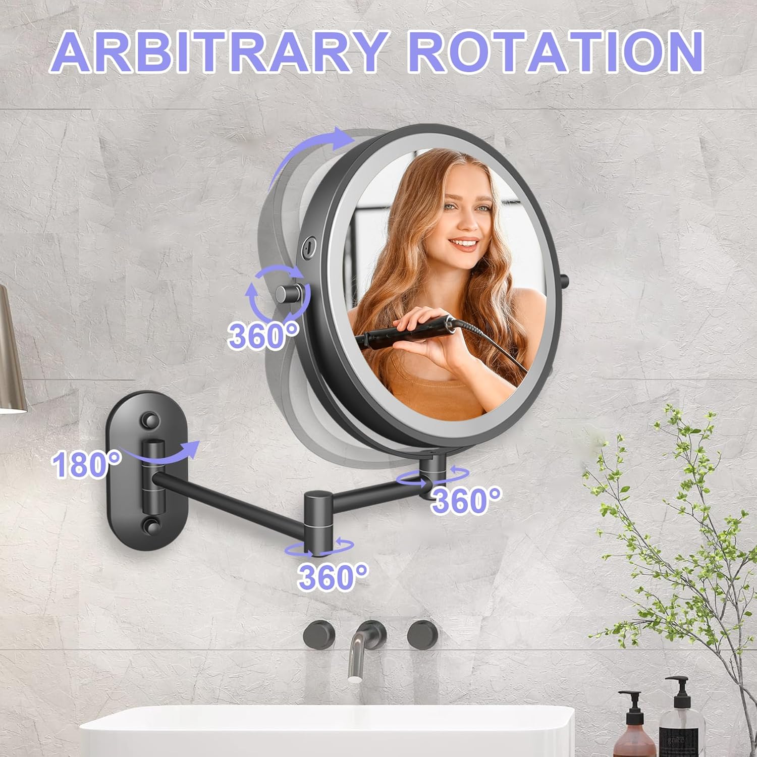 8 Inch Rechargeable Wall Mounted Makeup Mirror With Lights