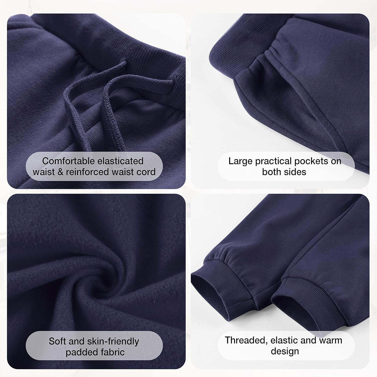 UNACOO Kids Fleece Jogger Pants for Boys and Girls 3-12 Years