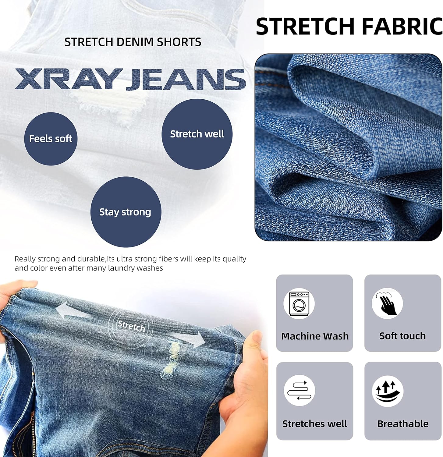 X RAY - Casual Ripped Biker Moto Denim Shorts for Toddler Boys